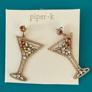 Piper K Gold Rhinestone Cocktail Earrings